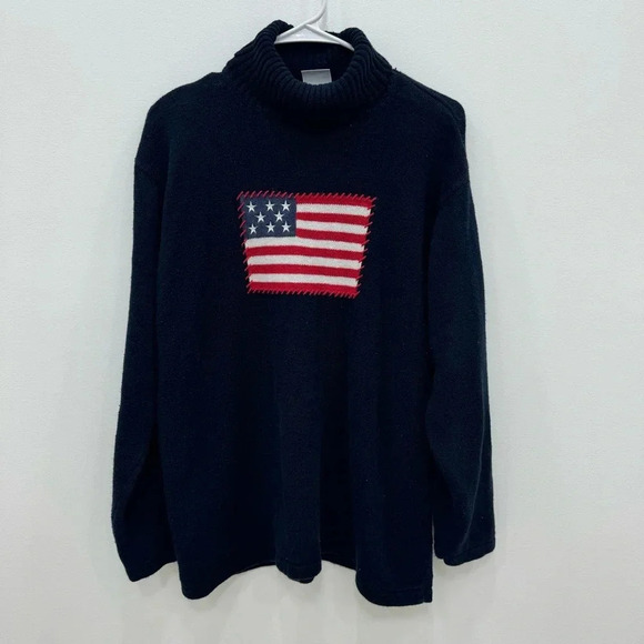 Carolina Colours Vintage Patriotic American Flag Turtleneck Sweater USA - Picture 1 of 9